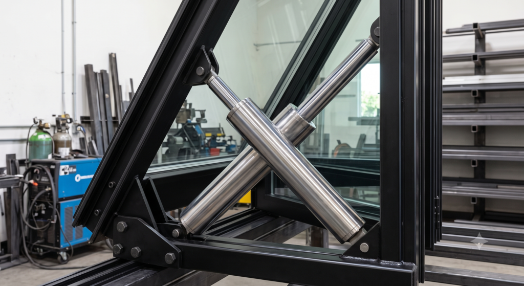 crown-doors-hydraulic-piston-steel-frame-mechanism