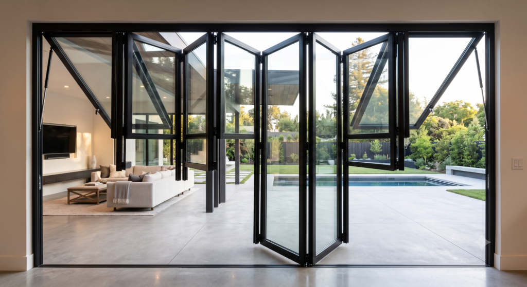 crown-hydraulic-bifold-door-living-room-patio